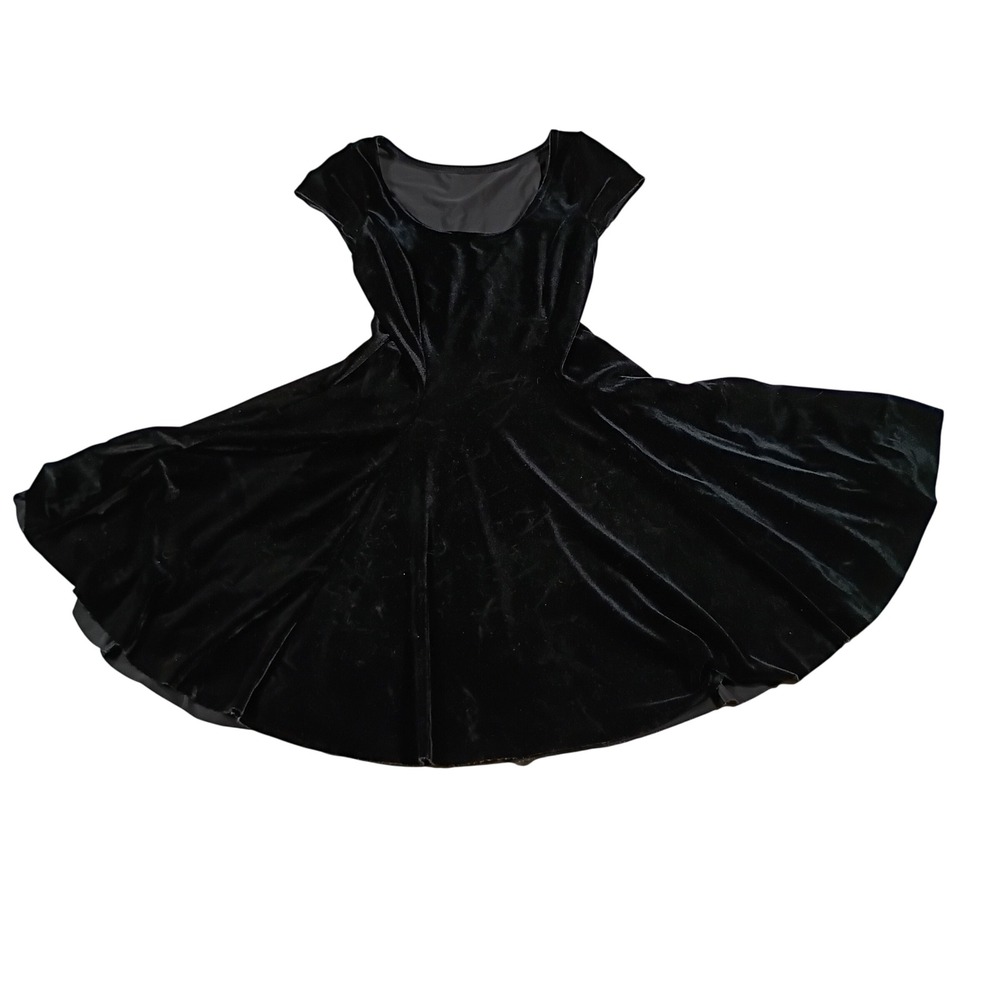 BlackMilk Skater Dress Women Small Black Velvet Cap Sleeve Circle Skirt